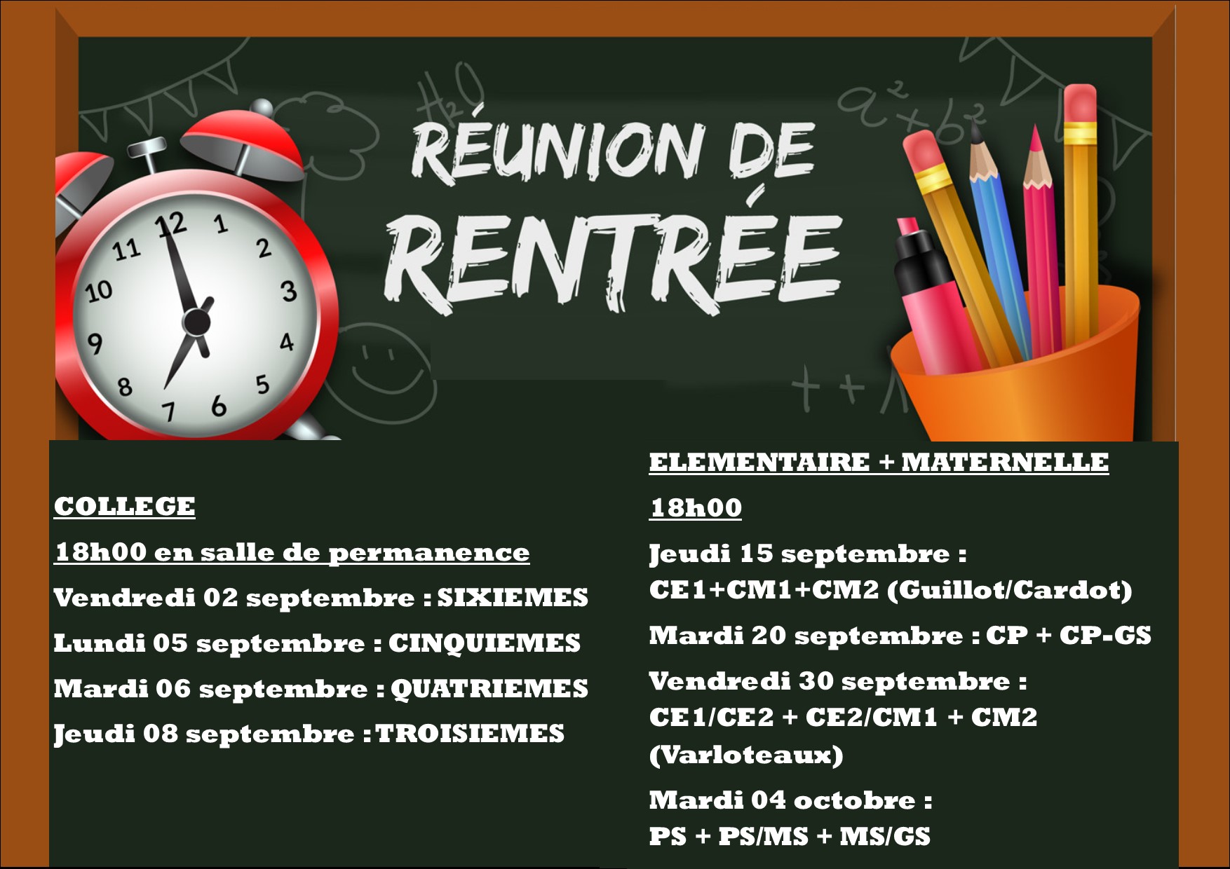 Visuel : REUNIONS DE RENTREE 2022