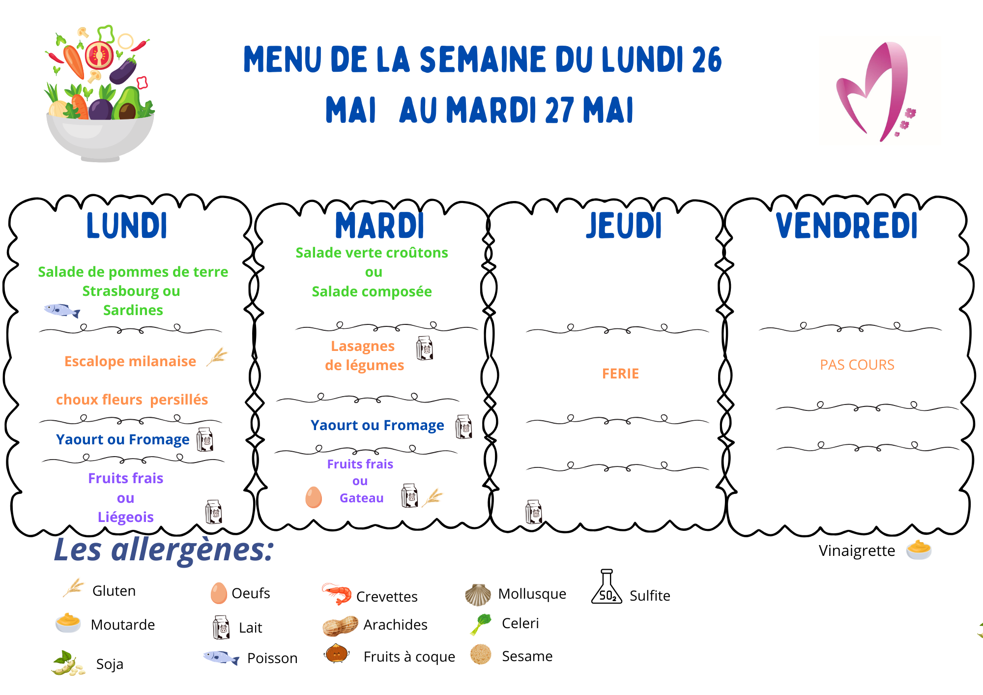 Visuel : Menu du 26 ou 27 mai