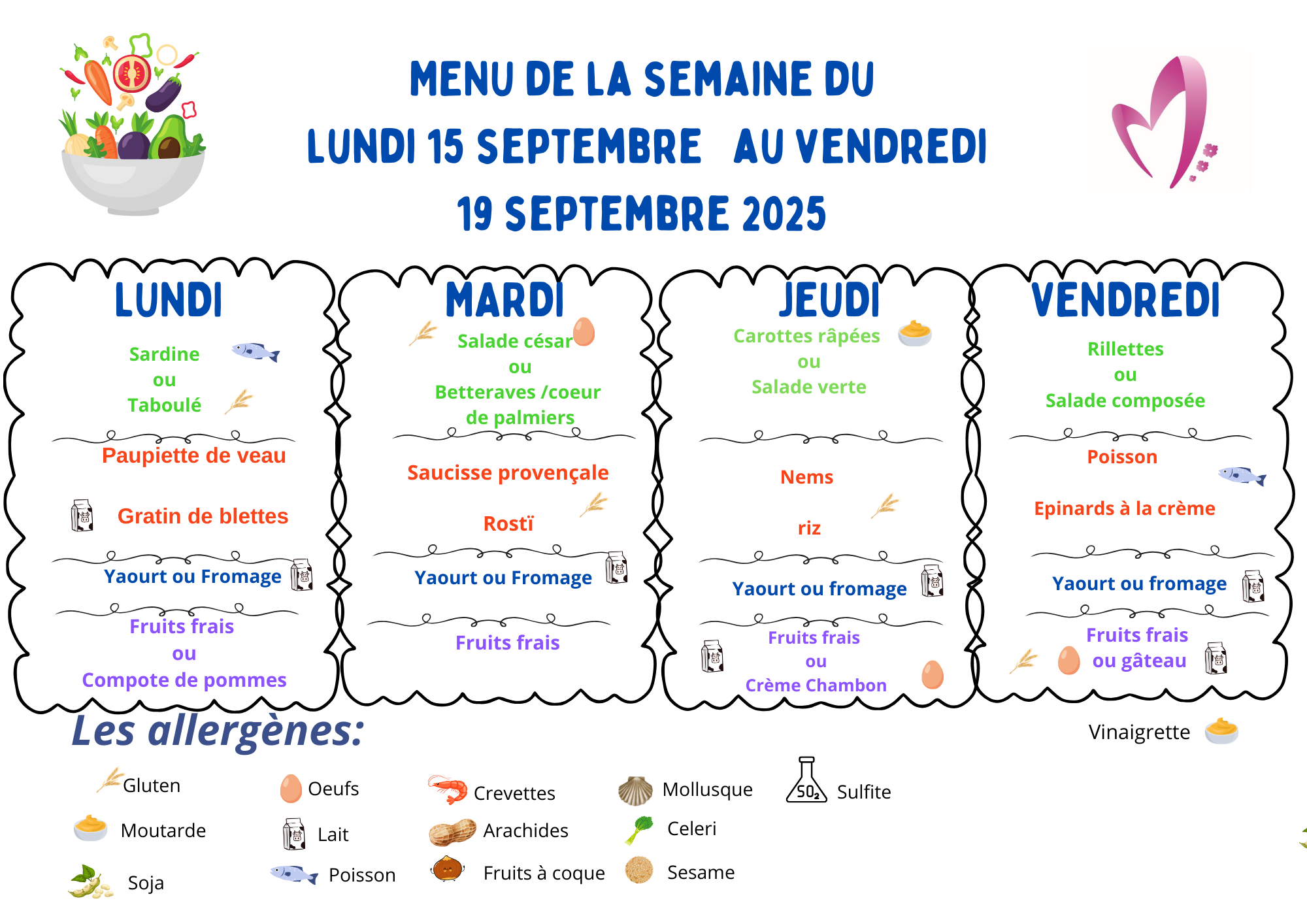 Visuel : Menu du 15 au 19 septembre